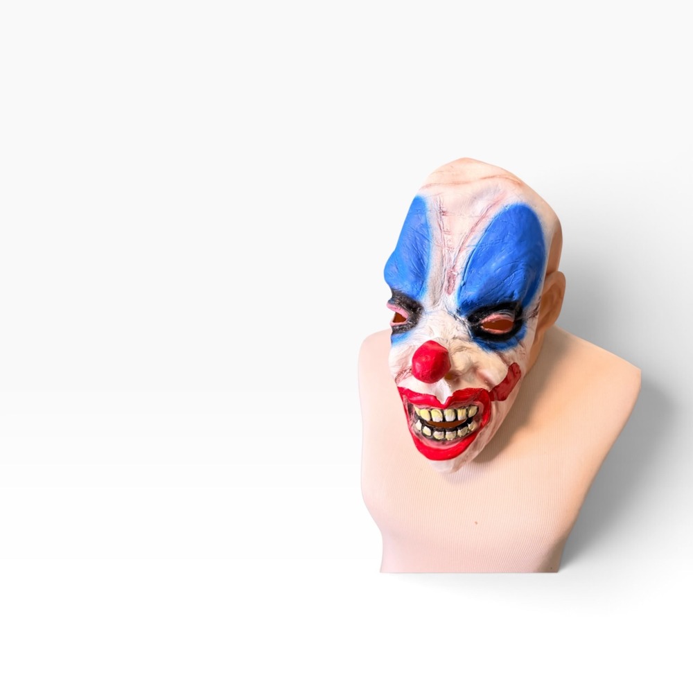 Scary Clown Mask Adult One Size Blue White Red Latex Horror Halloween Costume